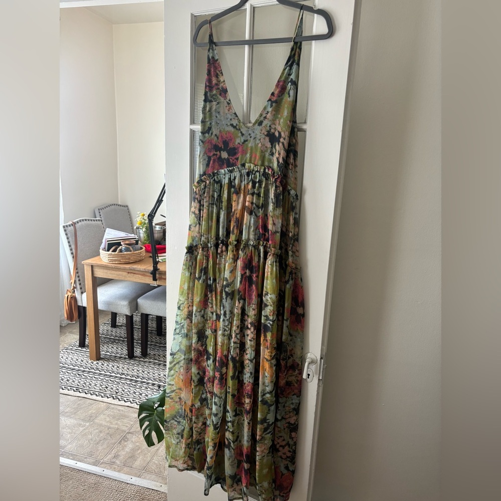Free People - size L - green Floral Multicolor Maxi Dress